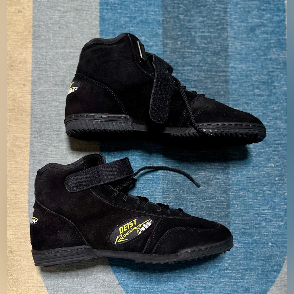 Deist Racing Black Suede Leather Lace-Up/Velcro Crew Shoes. Size 9. Brand New!